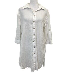 Chico's High-Low Tunic Top Blouse Blouse Breathable White size 8/10 Petite